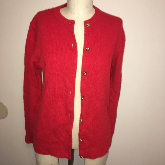Neiman-Marcus Red 100% Cashmere Cardigan Sweater S - Picture 3 of 9